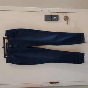 Michael Kors Dark Blue Denim Izzy Skinny Jeans Raw Hem 8 NWT